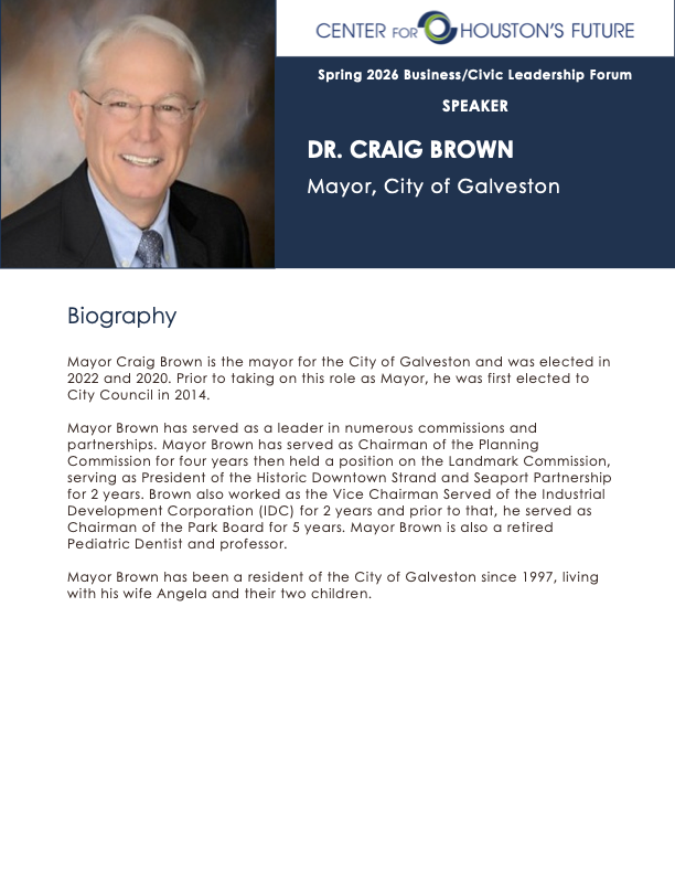 DR. CRAIG BROWN Mayor, City of Galveston